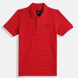 Allen Solly Junior Boys Micro Ditsy Printed Polo Collar Pure Cotton T-shirt image 1