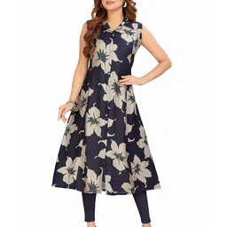 Meher Impex Women Printed Calf Length Regular A-Line Kurta With Lapel Collar-picture-10
