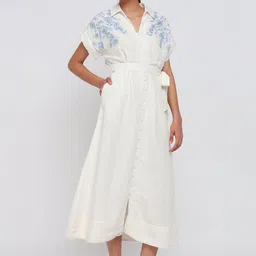 COVER STORY Women Shirt Collar Floral Printed Fit & Flare Midi Dress-picture-18