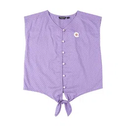 Style Quotient Girls Lavender Solid Shirt Style Pure Cotton Top-image-19