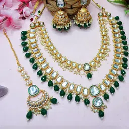 VATSALYA creation Gold-Plated Artificial Stone Studded Jewellery Set-picture-38
