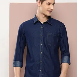 Harvard Men Classic Slim Fit Pure Cotton Denim Casual Shirt-picture-1