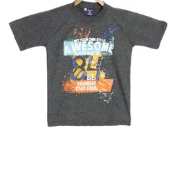 SWEET ANGEL Boys Charcoal Grey Printed Round Neck T-shirt-image-91