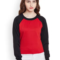 Belle Fille Women Red & Black Solid Sweatshirt-picture-35