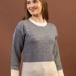 all about you Women Colourblocked Woollen Pullover with Embellished Detail Sweaters-picture-25