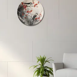 THE QUIRKY HOME Birds On Branch White & Grey Printed Ceramic Wall Plate Decor image 5