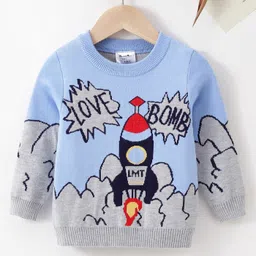 Kookie Kids Full Sleeves Pullover Rocket Design - Blue-image-40