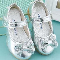 Babyoye Bellies with Velcro Closure & Bow Applique - Silver-picture-13