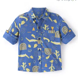 Babyoye 100% Cotton Full Sleeves Shirt Cactus Print - Blue-picture-25