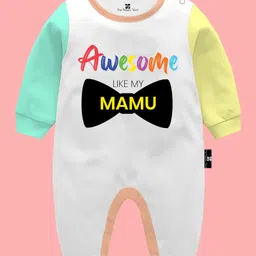 The Peppy Tend 100% Cotton Full Sleeves Awesome Like My Mamu Text Printed Romper - Multi Colour-picture-14