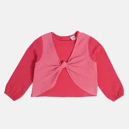 MINI KLUB Cotton Full Puffed Sleeves Solid Top - Pink image 1