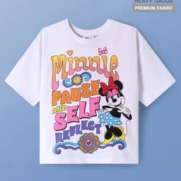 Pine Kids Disney Terry Knit Half Sleeves Oversize Drop Shoulder T-Shirt With Minnie Mouse Graphics - White-picture-37