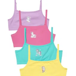 Charm n Cherish Cotton Blend Pack Of 4 Unicorn Printed Beginner Bras - Yellow Green Pink & Violet-picture-13