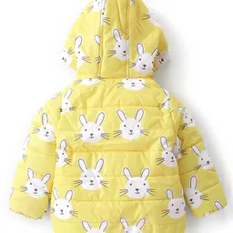 Babyhug Woven Full Sleeves Bunny Printed Hooded Jacket - Yellow image 2