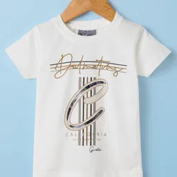 Dapper Dudes Full Sleeves Textured Blazer With Typography Printed Tee Set - Brown image 2