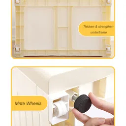 POLKA TOTS Collapsible Plastic Almirah Wardrobe 4 Smart Storage Closest Organizer Shelf Cabinet Rack - Cartoon Elephant White image 3