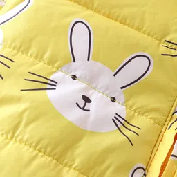 Babyhug Woven Full Sleeves Bunny Printed Hooded Jacket - Yellow image 3