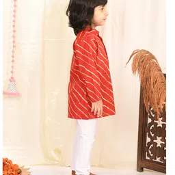 Superminis Full Sleeves Leheriya Printed Kurta With Pyjama Set - Red image 4