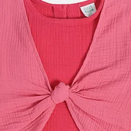 MINI KLUB Cotton Full Puffed Sleeves Solid Top - Pink image 4