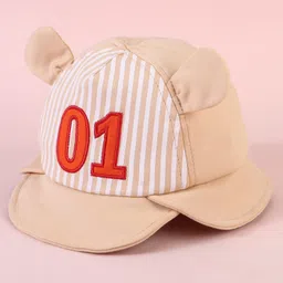 babyhug BabyhugBaseball Cap with Ear Applique & Number Embroidery Beige - Diameter 16 cm image 3