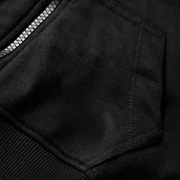 kookie kids india Kookie Kids Terry Knit Full Sleeves Solid Hooded Sweatjacket With Kangaroo Pockets - Black image 3