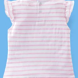 Babyhug 100% Cotton Sleeveless Striped Tee & Dungaree Set Floral  Print- Pink image 4