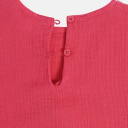 MINI KLUB Cotton Full Puffed Sleeves Solid Top - Pink image 5