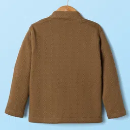 Dapper Dudes Full Sleeves Textured Blazer With Typography Printed Tee Set - Brown image 5