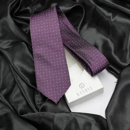 kavove KOVOVE Men Purple & White Polka Dots Printed Broad Tie image 1