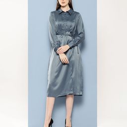 Chemistry Satin Formal Shirt Style Midi Dress-picture-12