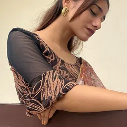 Bindigasm's Advi Embellished Stretchable Saree Blouse image 1