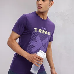 HRX by Hrithik Roshan Brand Logo Print Training T-shirt-picture-58