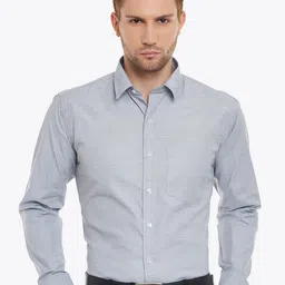 English Navy Men Grey Slim Fit Solid Formal Shirt-picture-25