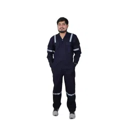Safe Cure Cotton Multiple Pockets Boiler Suit Blue 220 GSM Thickness with Hi Visibility Reflective Tape Size M-image-18