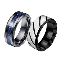 MEENAZ Men Set Of 2 Silver-Plated Finger Rings-picture-27