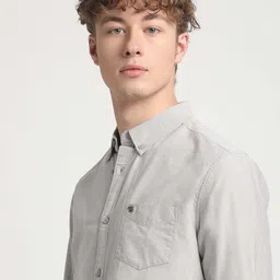 THE BEAR HOUSE Slim Fit Button Down Collar Chest Pocket Pure Cotton Casual Shirt image 2