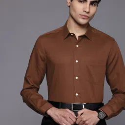 Louis Philippe Classic Fit Cotton Linen Formal Shirt-image-99