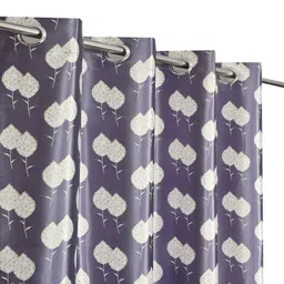 LUZDECOR Grey Floral Printed Regular 2 Pieces Door Room Darkening Eyelet Curtains image 3