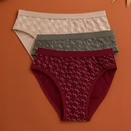 FiveFlag Pack Of 3 Printed Combed Cotton Mid-Rise Hipster Briefs-picture-23