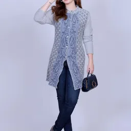 Gouri Women Self Design Woollen Longline Cardigan-picture-30