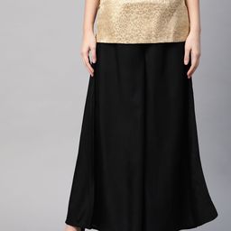 W Women Black Solid Flared Palazzos-picture-45