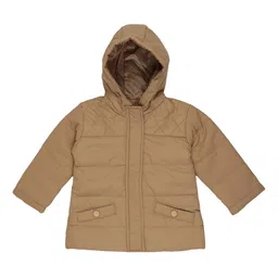 Blue Giraffe Girls Beige Solid Padded Jacket-picture-32