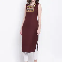 Napra Women Coffee Brown Yoke Design Straight Kurta-picture-28