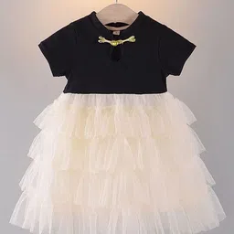 POP STREET KIDS Girls Round Neck Ruffles Fit & Flare Ruffle Dress-picture-52