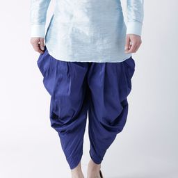 DEYANN Men Blue Solid Dupion Silk Dhoti-picture-15