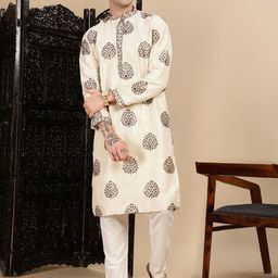 House of Pataudi Men Printed Straight Kurta & Trouser-picture-40