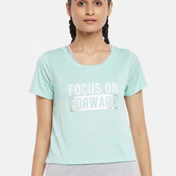 Ajile by Pantaloons Women Green Typography Printed T-shirt-image-18