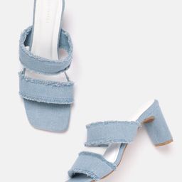 Lino Perros Fringed Denim Block Heels-picture-42