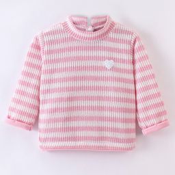 Little Kangaroos Full Sleeves Pullover Sweater Striped - Pink-picture-3