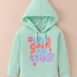 Tango Looper Knit  Full Sleeves Sweat Hooded T-Shirt with Text Print - Sea Green-picture-23